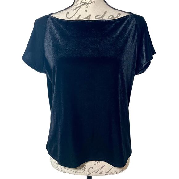 Vintage 90s Anne Klein Boxy Black Velvet Top Size Large - Picture 7 of 8